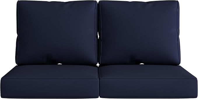 UIXE 24.5" Deep Seat Outdoor Cushion Set with Back Pads, Patio Furniture Cushions, Sectional Sofa Bistro Chair Cushion - Navy, Set of 6