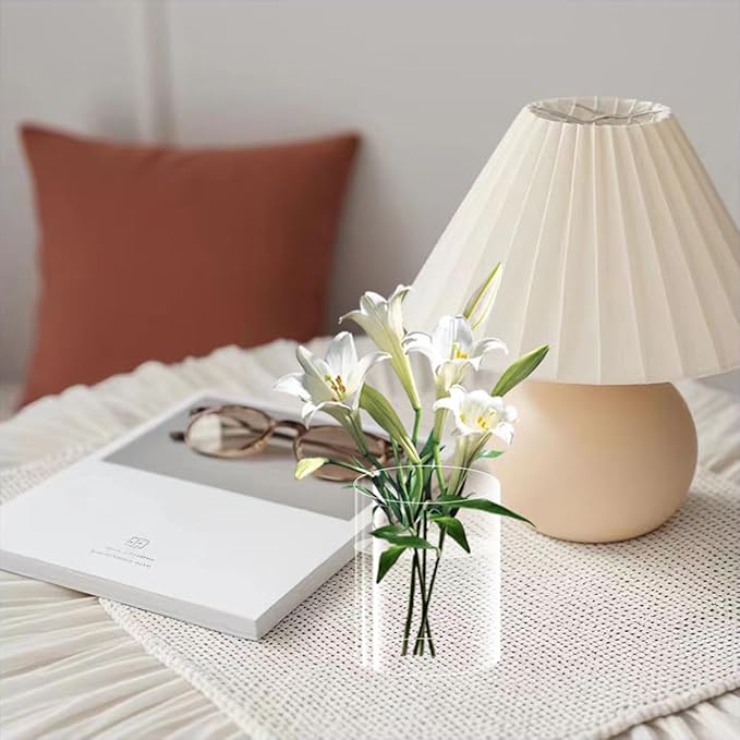 24 Pack Acrylic Vases, 4in Clear Acrylic Cylinder Plastic Flower Vase Bulk Small Plastic Vases for Centerpiece Office Wedding Decor