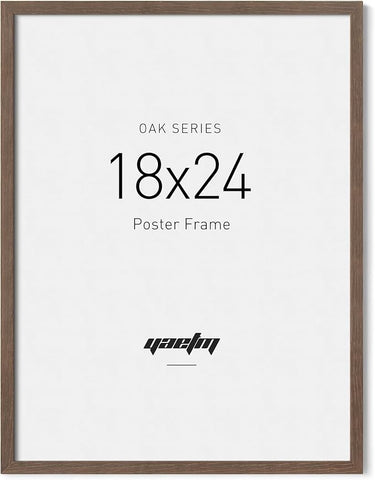 Yaetm Minimalist 18x24 Frame - Brown Walnut, Solid Wood 18 x 24 Poster Frame for Picture & Art Print, Lightweight, Horizontal and Vertical Wall Hanging for Photo Gallery (Single, Walnut)