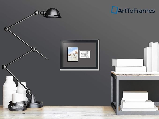 ArtToFrames Double-Multimat-109-41/89-FRBW26079 Collage Photo Frame Double Mat with 1 - 3.5x5, 5x7 Openings and Satin Black Frame
