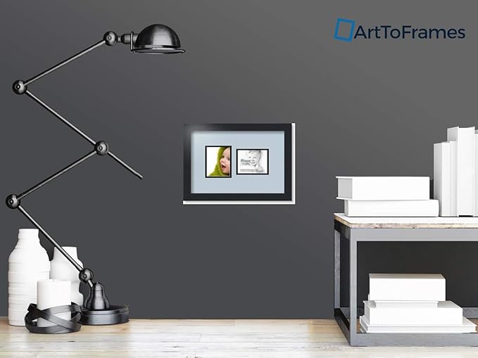 ArtToFrames Collage Photo Frame Double Mat with 2 - 4x5 Openings and Satin Black Frame