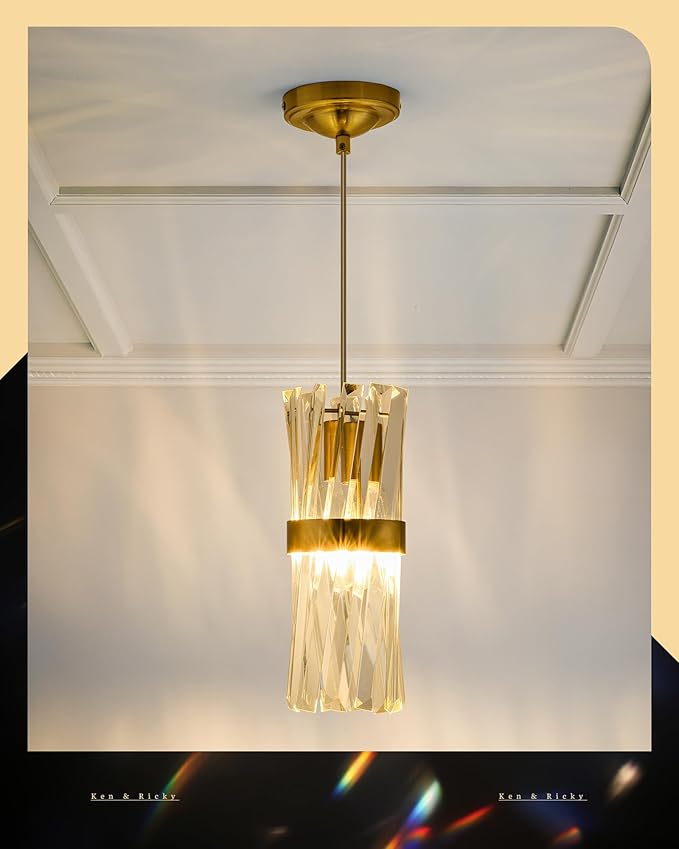 Ken & Ricky Gold Pendant Lights Kitchen Island Lighting 3 Pack,Pendant Lighting Over Island,Mini Hanging Light Fixtures Set for Dining Room Island