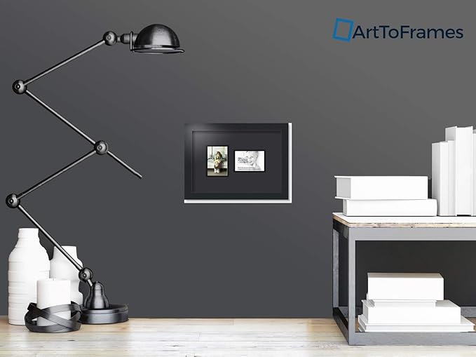 ArtToFrames Collage Photo Frame Double Mat with 2 - 3.5x5 Openings and Satin Black Frame