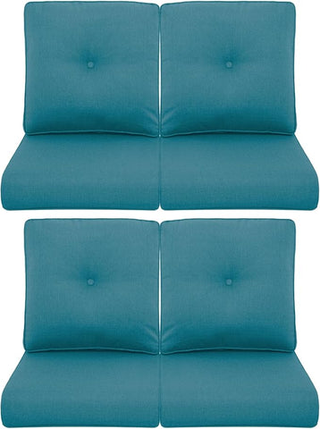 Patio Chair Cushions 4 Packs - Outside High Back Thick Water-Resistant Cushion 22x24 with Zipper Cover for Outdoor Glider Rocking Chairs Loveseat Couch – Peacock Green/Buckle