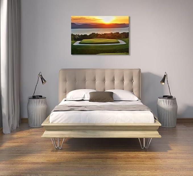 chenchenArt Sleepy Hollow 16 Hole Golf Course Wall Art for Living Room Bedroom Bathroom Home Decorations Sleepy Hollow Golf Course Picture Poster Canvas Prints Framed Ready to Hang(24''H x 36''W)