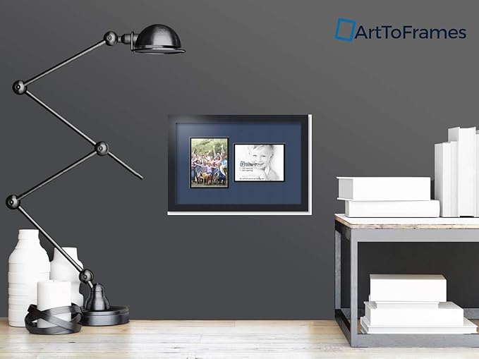ArtToFrames Collage Photo Frame Double Mat with 2 - 6x8 Openings and Satin Black Frame