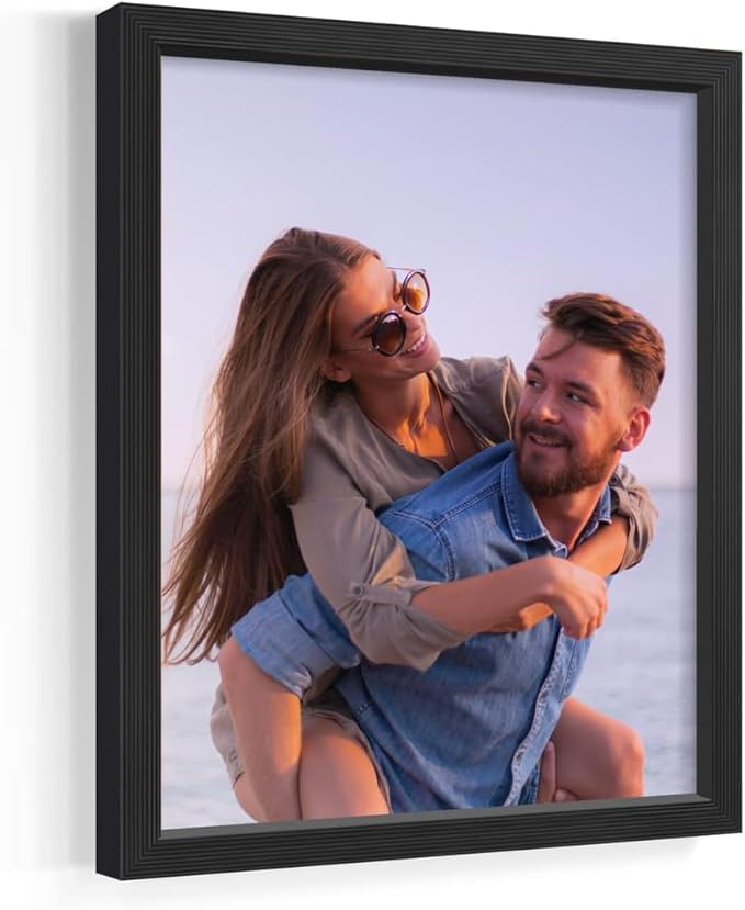 Renditions Gallery Set of 4, 8X10 Custom Photo Prints with Real Wood Picture Frames. Create Personalized Photos with Peel & Stick Photo Frames. Black Frame