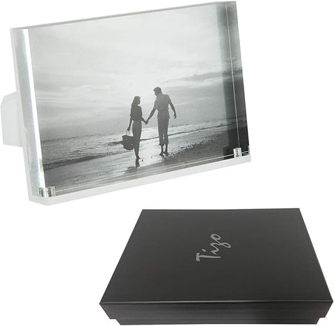 TIZO Design Horizontal 6x4 Lucite Picture Frame, Durable 1 Inch Thick Clear Lucite Magnetic Closures, Elegant & Practical Boutique Quality Photo Frame (Multiple Colors Available) (With Gift Box)