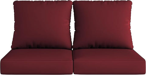 UIXE 24.5" Deep Seat Outdoor Cushion Set with Back Pillows, Patio Furniture Cushions, Sectional Sofa Bistro Chair Cushion - Red, Set of 2