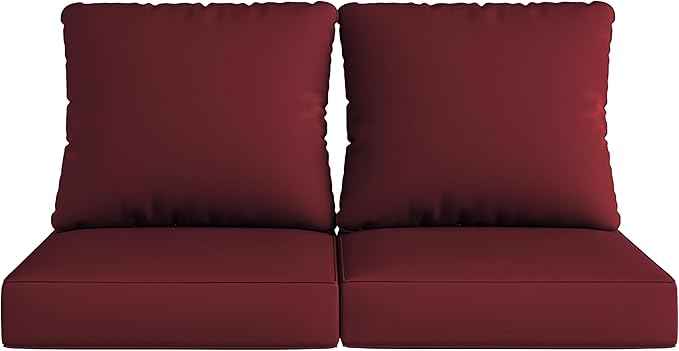 UIXE 24.5" Deep Seat Outdoor Cushion Set with Back Pillows, Patio Furniture Cushions, Sectional Sofa Bistro Chair Cushion - Red, Set of 6