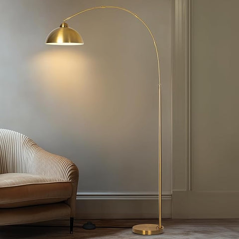 Floor Lamp with 3 Light Modes Adjustable– Modern Arc Standing Tall Lamp Dimmable Brightness, Perfect for Living Room, Bedroom, and Office, Gold
