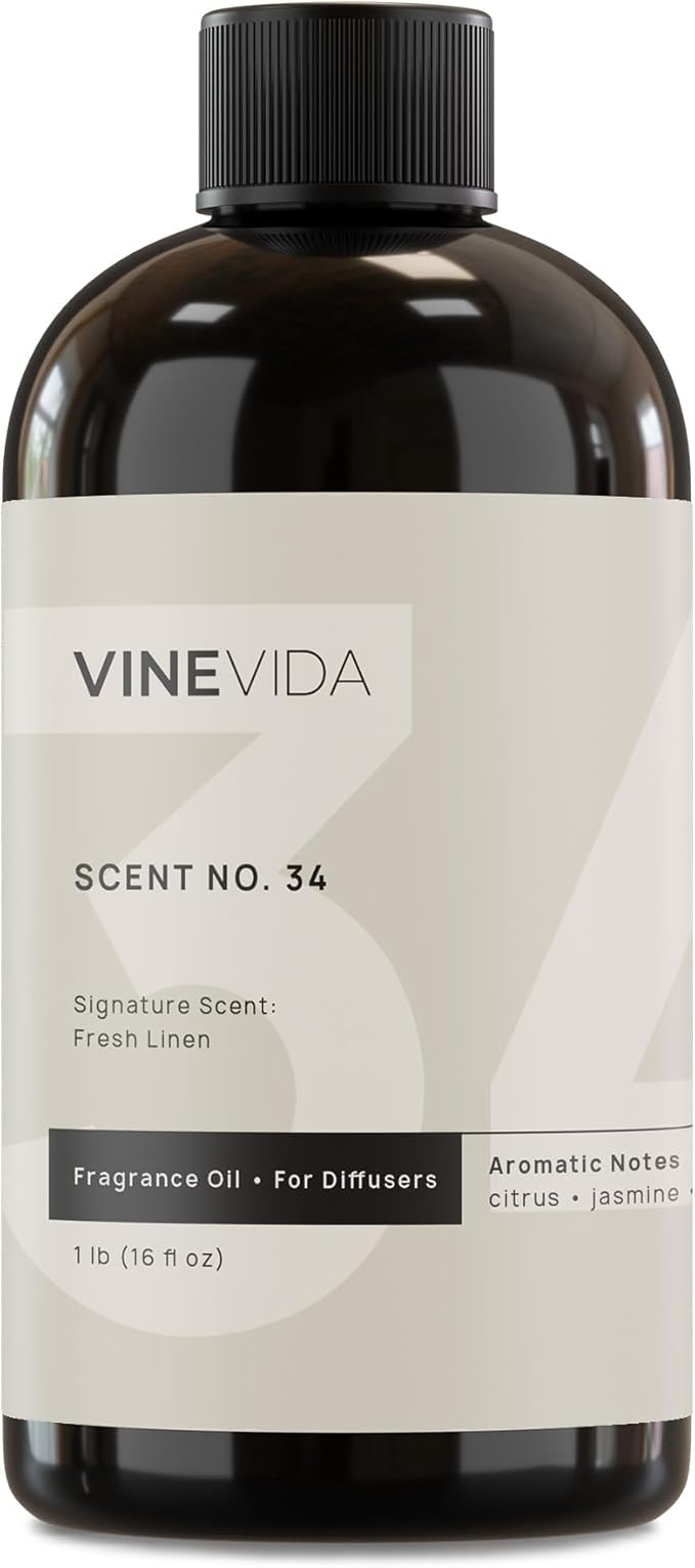 VINEVIDA Fresh Linen Fragrance Oil for Cold Air Diffusers - 16 Fl Oz - Essential Oils for Diffuser Oil Refill & Air Freshener Room Spray