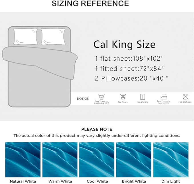 Talasily Linen Sheets-Queen Size Sheets Set,Blend from Linen Cotton Bedsheets,All Seasons Soft Breathable 4 Piece Set-Blue