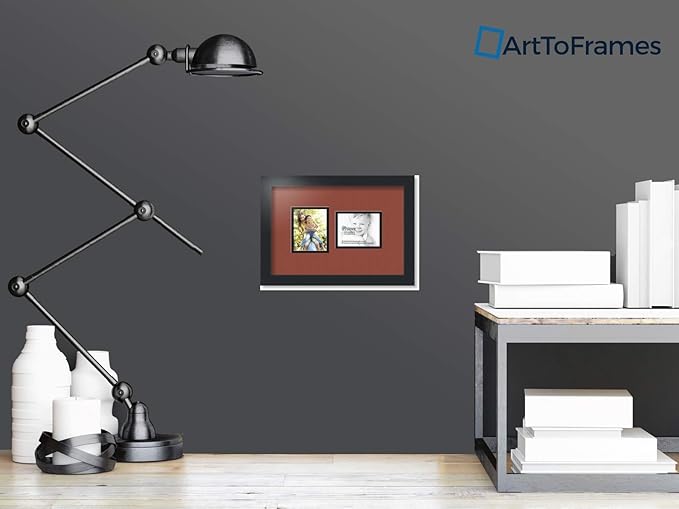 ArtToFrames Collage Photo Frame Double Mat with 2 - 4x5 Openings and Satin Black Frame