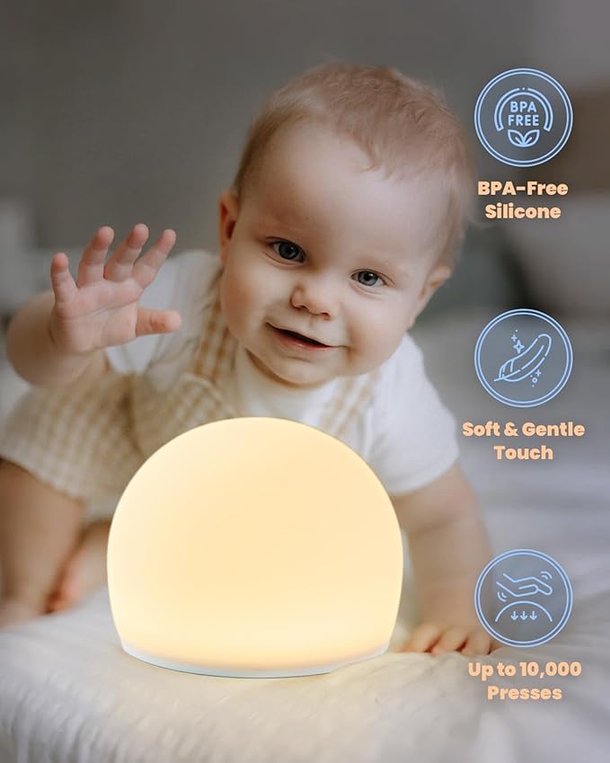Night Light for Kids, Soft Egg Light with 13 Colors Changing Mode, Ball Mood Lighting for Bedroom, Auto-dim in 30 Minutes, Adjustable Brightness Globe Lamp Ambient Lighting