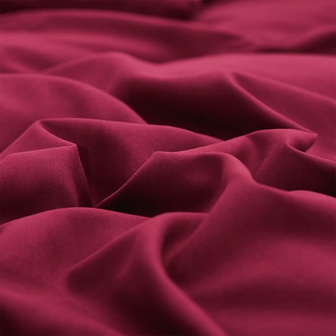 Luxlovery Dark Red Comforter Set King Women Burgundy Bedding Comforter Set Wine Red Marroon Blanket Quilts Modern Soft Breathable Solid Claret Crimson Bedding Set