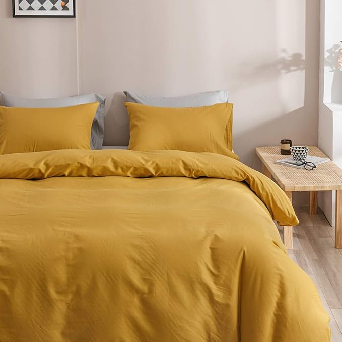 Wellboo Mustard Yellow Comforter Sets California King Solid Ginger Bedding Comforters Women Men Plain Dark Yellow Quilts Modern Minimalist Gold Yellow Blankets Soft Vintage Bedroom Decor Aesthetic
