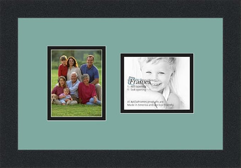 ArtToFrames Collage Photo Frame Double Mat with 2 - 4x5 Openings and Satin Black Frame