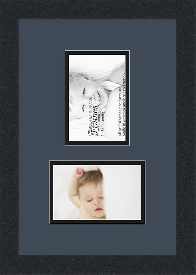 ArtToFrames Collage Photo Frame Double Mat with 2 - 4x6 Openings and Satin Black Frame