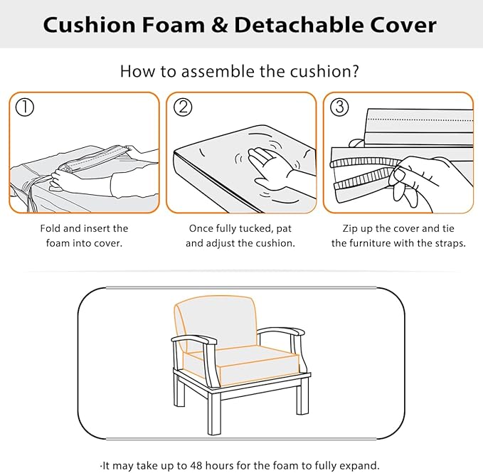 Sundale Outdoor Sunbrella Deep Seat Cushions, Patio Acrylic Sectional Sofa Couches Cushion and Pillow, Water-Resistant Furniture Replacement Cushions, 23 x 26 x 4 inches - Carousel Confetti