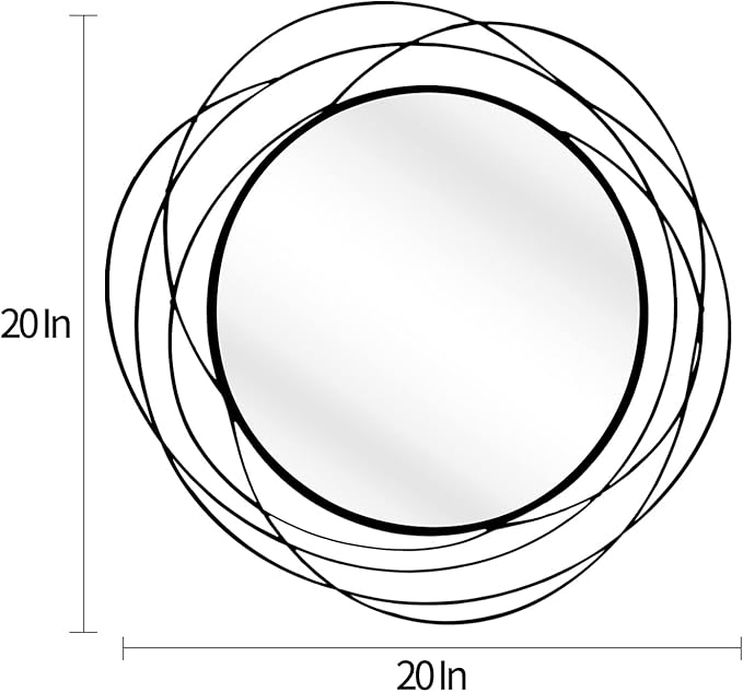 ironsmithn Wall Mirror Mounted Round Decorative Mirrors Circle for Bathroom Vanity, Living Room or Bedroom (Black1)