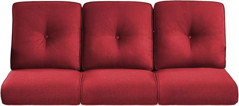 22x25/22x24 Outdoor Couch Cushions for Patio Funiture Set of 3 - High Back Outside Seat Cushions for Lawn Wicker Dining Chair Rocker Glider Loveseat 3-Seater Sectional Sofa - Red/Button