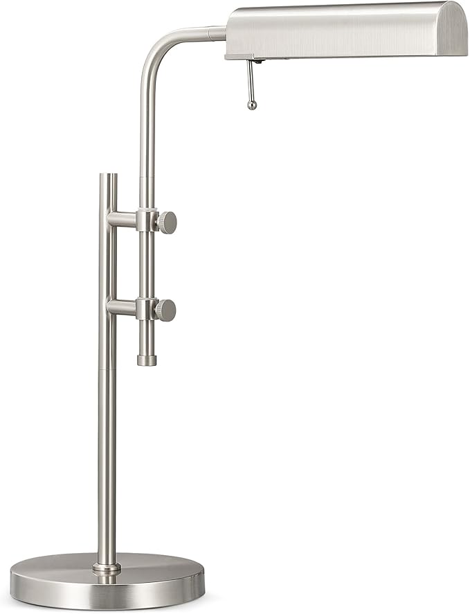 VONLUCE Rustic Desk Lamp, Adjustable Industrial Style Metal Table Lamp, 3 Color Temperatures LED Reading Lamp for Living Room Bedroom Office, Brushed Nickel