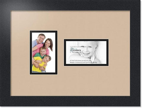 ArtToFrames Collage Photo Frame Double Mat with 2 - 3x5 Openings and Satin Black Frame