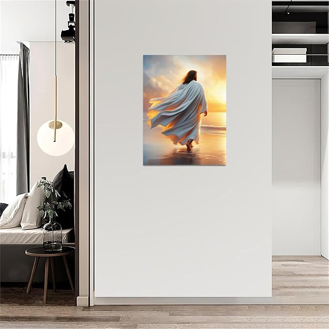 Christian Wall Art Print, Religious Scripture Biblical Decor, Faith-Based Inspirational Landscape with Cross, Digital Printed Canvas Poster for Church, Home Chapel, Prayer Room Decor