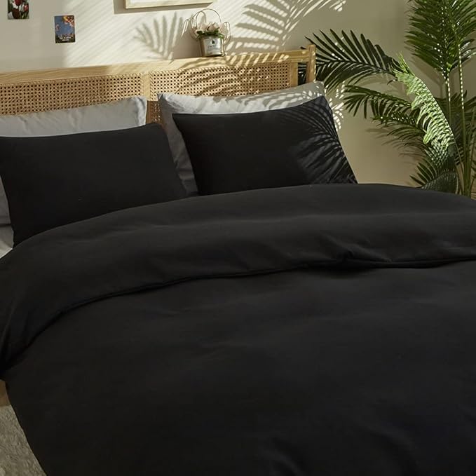 CLOTHKNOW Black Twin/Twin XL Comforter Set 3Pcs All Black Bedding Comforter Sets Soft Comforter Boys Men Comforter Sets