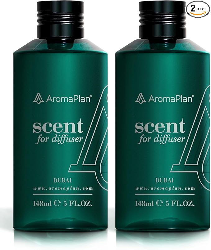 AromaPlan Hotel Scents Dubai 5 Fl Oz (2 Pack), Luxury Aroma & Hotel Fragrance Diffuser Oil- Hotel Diffuser Oil for Aromatherapy- USA Made, Bigger Bottle, Bolder Aroma & Longer Lasting