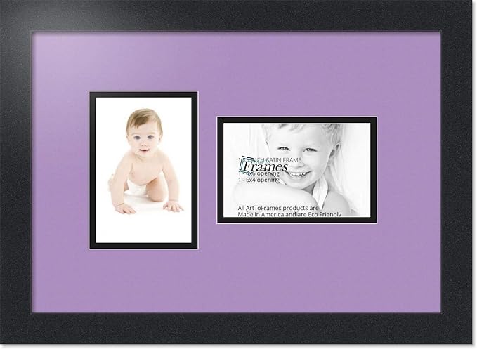 ArtToFrames Double-Multimat-102-805/89-FRBW26079 Collage Photo Frame Double Mat with 2-4x6 Openings and Satin Black Frame