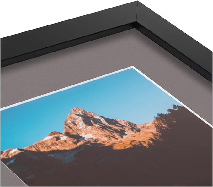 ArtToFrames Double-Multimat-106-748/89-FRBW26079 Collage Photo Frame Double Mat with 2-5x7 Openings and Satin Black Frame