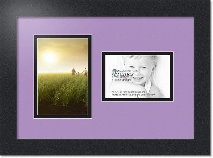 ArtToFrames Collage Photo Frame Double Mat with 1 - 3.5x5^ 4x6 Openings and Satin Black Frame