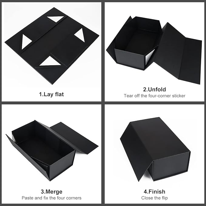 Gift Boxe 10" x 6" x 3" with Magnetic Closure Lid Gift Boxes for Presents,Bridesmaid Gifts Box,Cute Box,Birthday Gift box,Luxury for Gift Packaging, Magnetic Gift Box for Wrapping Gifts (Black/5PCS)