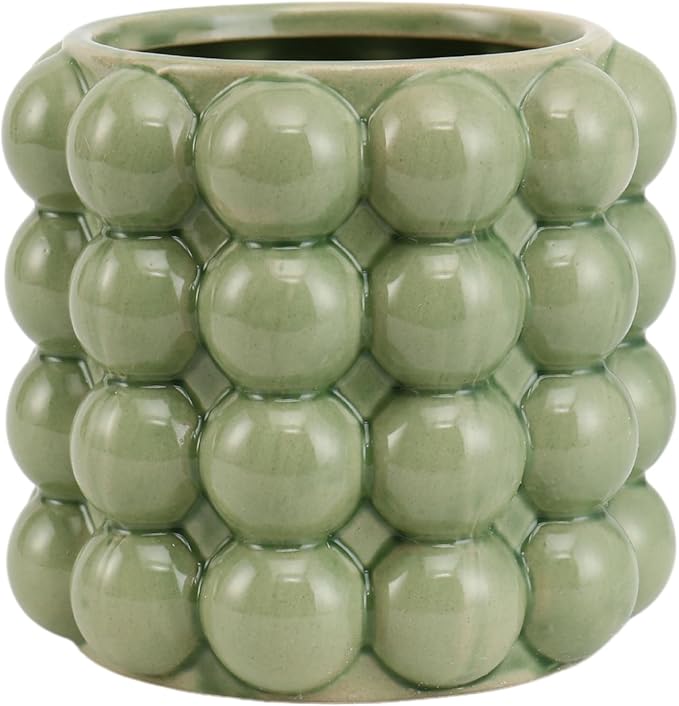 Bubble Vase, Small Vase, Green Ceramic Vase, Short Vase, Ceramic Flower Vase, Unique Vase Home Decor, Decorative Vase for Flowers, Living Room, Bedroom, Office, Shelf, Coffee Table, 5 Inches