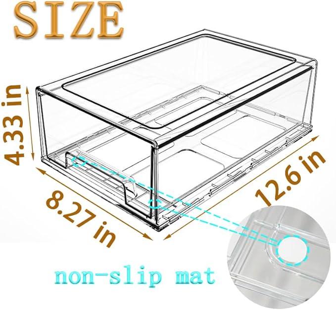 clear Drawer-Type Plastic Storage Box Bins Organizer，Family First Aid Kits Medicine cabinet Box Organizer,Closet ，Shelf，Ointments, Adhesive Bandages，Cosmetics,Office Items (clear, 2L)