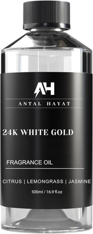 24K Diffuser Essential Oil Scent - Luxury Hotel Inspired Aromatherapy Scent Diffuser Oil - Hints of Zesty Citrus, Floral Jasmine, & Delicate Lily - for Essential Oil Diffusers - 500mL