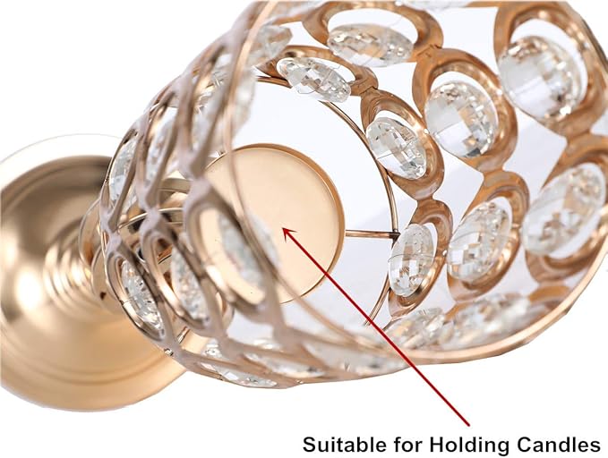 2pcs Gold Flower Trumpet Vases for Wedding Centerpieces for Tables, 20in Metal Diamond Crystal Flower Stand for Wedding Decorations for Reception Party Dining Room Living Room Decor