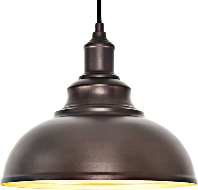 1 Pack Farmhouse Pendant Light Bronze Pendant Lighting for Kitchen Island Industrial Hanging Barn Light Pendant Lighting Over Island Sink Light Fixtures