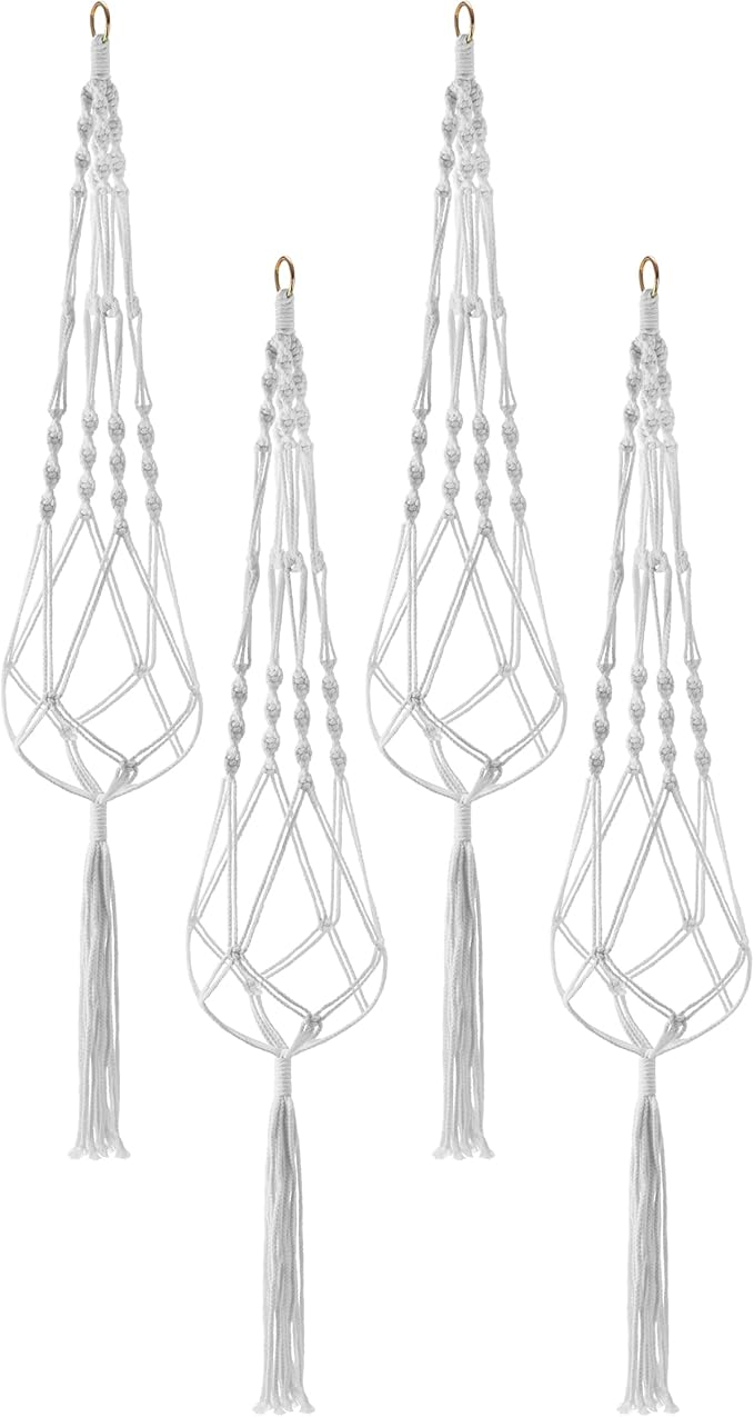 Sorbus Macrame Plant Hanger [4 Pack] Indoor Outdoor Hanging Plant Pots Cotton Rope, Elegant for Home, Patio, Garden