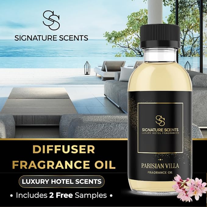 Luxury Hotel Fragrances - Hotel Fragrance Oil - Diffuser Oil Blends for Aromatherapy (Parisian Villa) 4.05 Fl Oz (120ml)