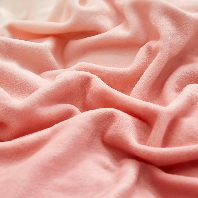 CLOTHKNOW Pink White Comforter Sets Twin/Twin XL Gradient Blush Velvet Bedding Comforter Sets Mauve Bed Sets Pink Bedding Sets Soft