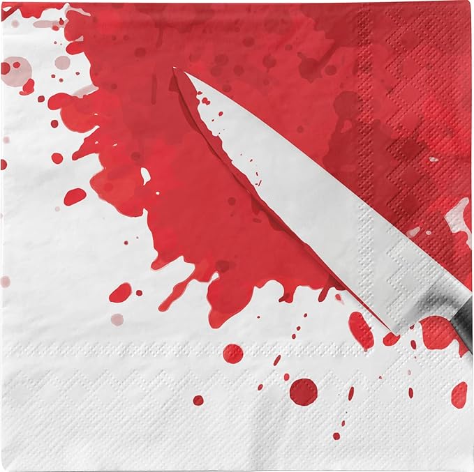 Bloody Halloween Tableware Pack: Disposable Paper Plates, Napkins and Cups Set for 20