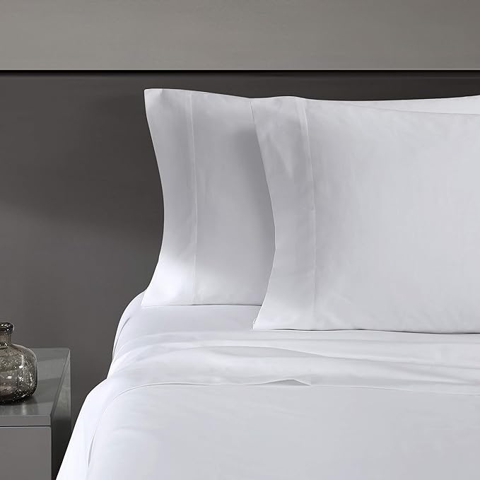 Vera Wang - Queen Sheet Set, Luxury Sateen Cotton Bedding, 800 Thread Count, Soft & Smooth Room Essentials (White, Queen)