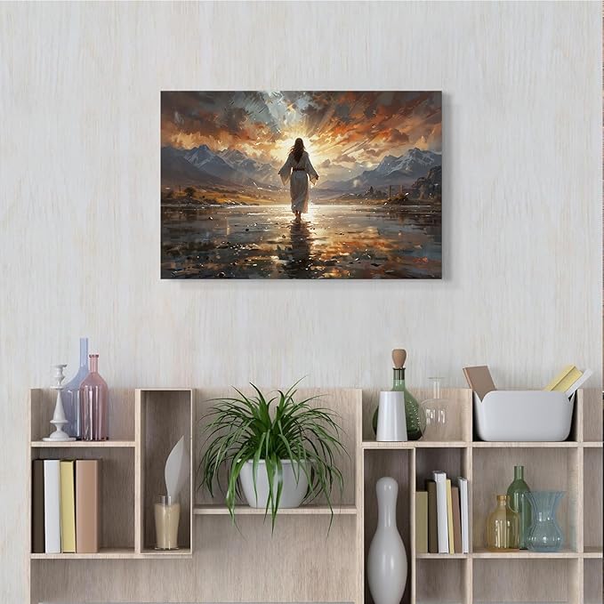 Christian Wall Art Print, Religious Scripture Biblical Decor, Faith-Based Inspirational Landscape with Cross, Digital Printed Canvas Poster for Church, Home Chapel, Prayer Room Decor