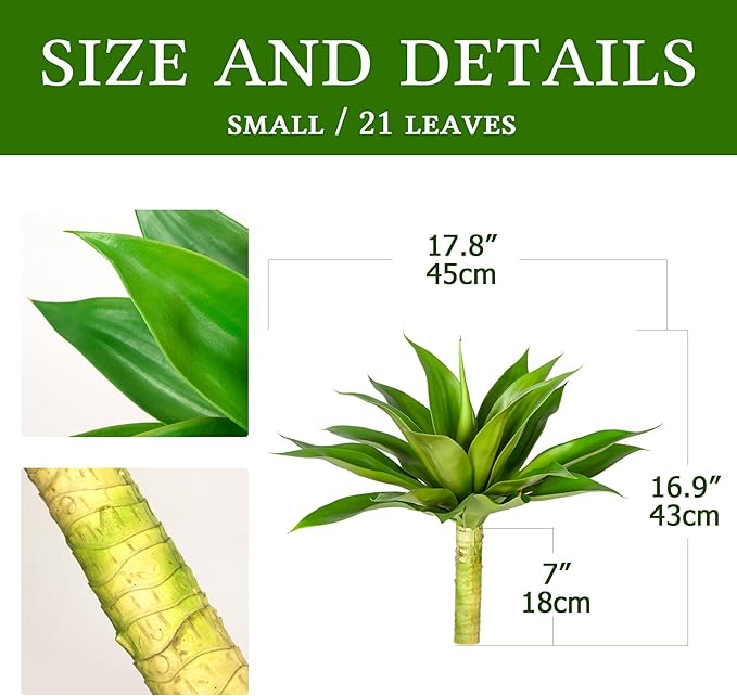 Artificial Agave Faux Agave Fake Greenery 18In Outdoor Artificial Plant Fake Plant for Indoor Home Decoration Plastic Plant Outdoor Decoration Front Porch Decor Simulation Tree 2Pack(Green)