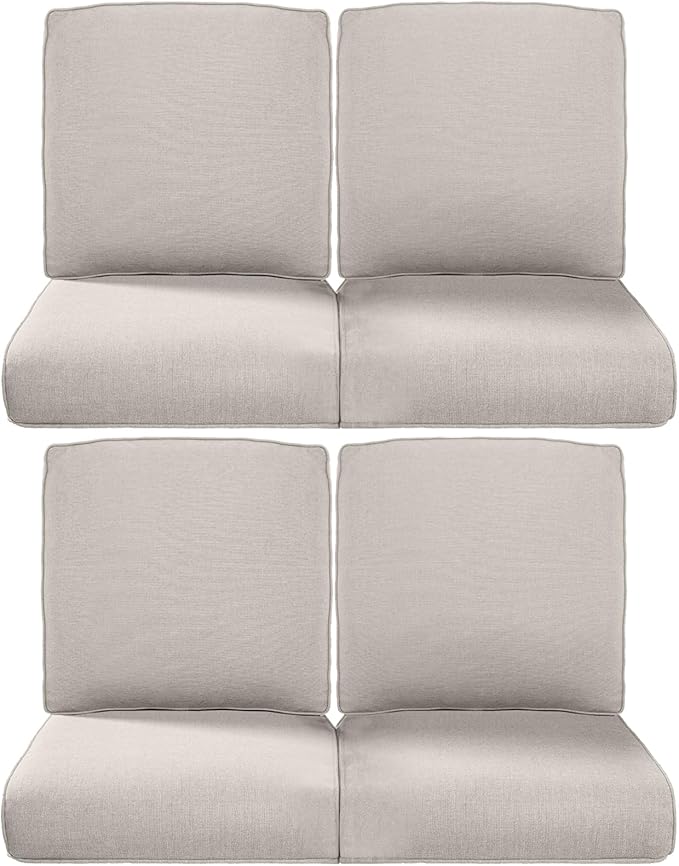 22x25/22x24 Outdoor Chair Cushions Set of 4 - Heavy Duty High Back Replacement Zippered Cushion for Patio Furniture Dining Gliding Rocking Chairs Loveseat L-Shape Sofa - Beige/Classic