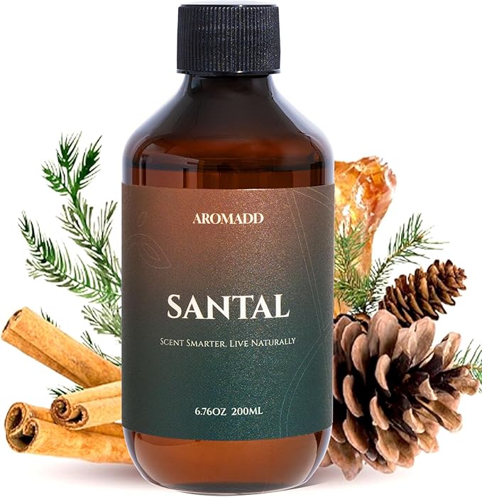 Hotel Scents Diffuser Oil Santal, Luxury Essential Oils for Waterless Diffuser, Aromatherapy Hotel Diffuser Oil for Home & Office, Long-Lasting Air Freshener - 6.76 fl oz (200 mL)