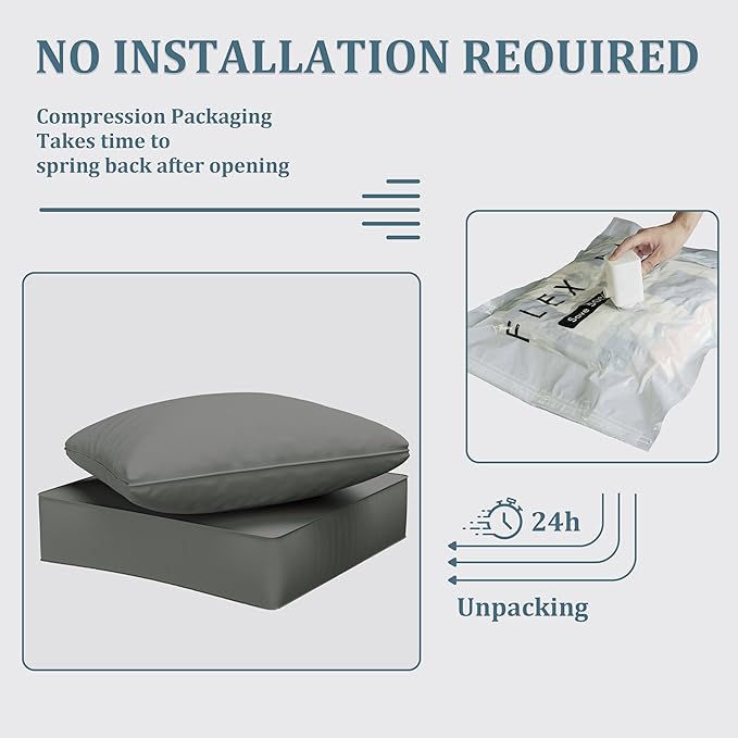 Outdoor Seat Cushion Set 24 x 24 x6.5 Inch Splash-Proof & Fade Resistant Patio Furniture Cushions with Removable Cover Deep Seat & Back Cushion with Straps for Chair Sofa Couch